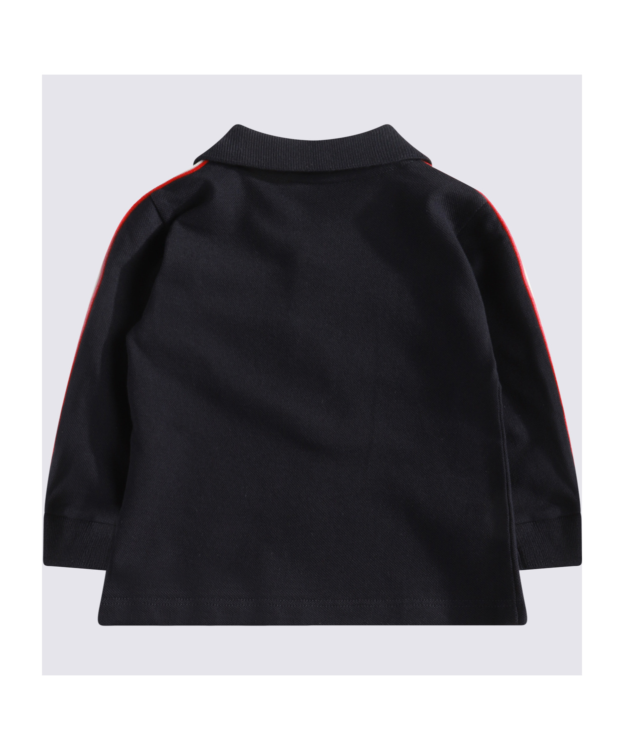 Moncler Tricolour-trimmed Long-sleeve Polo Shirt In Blue