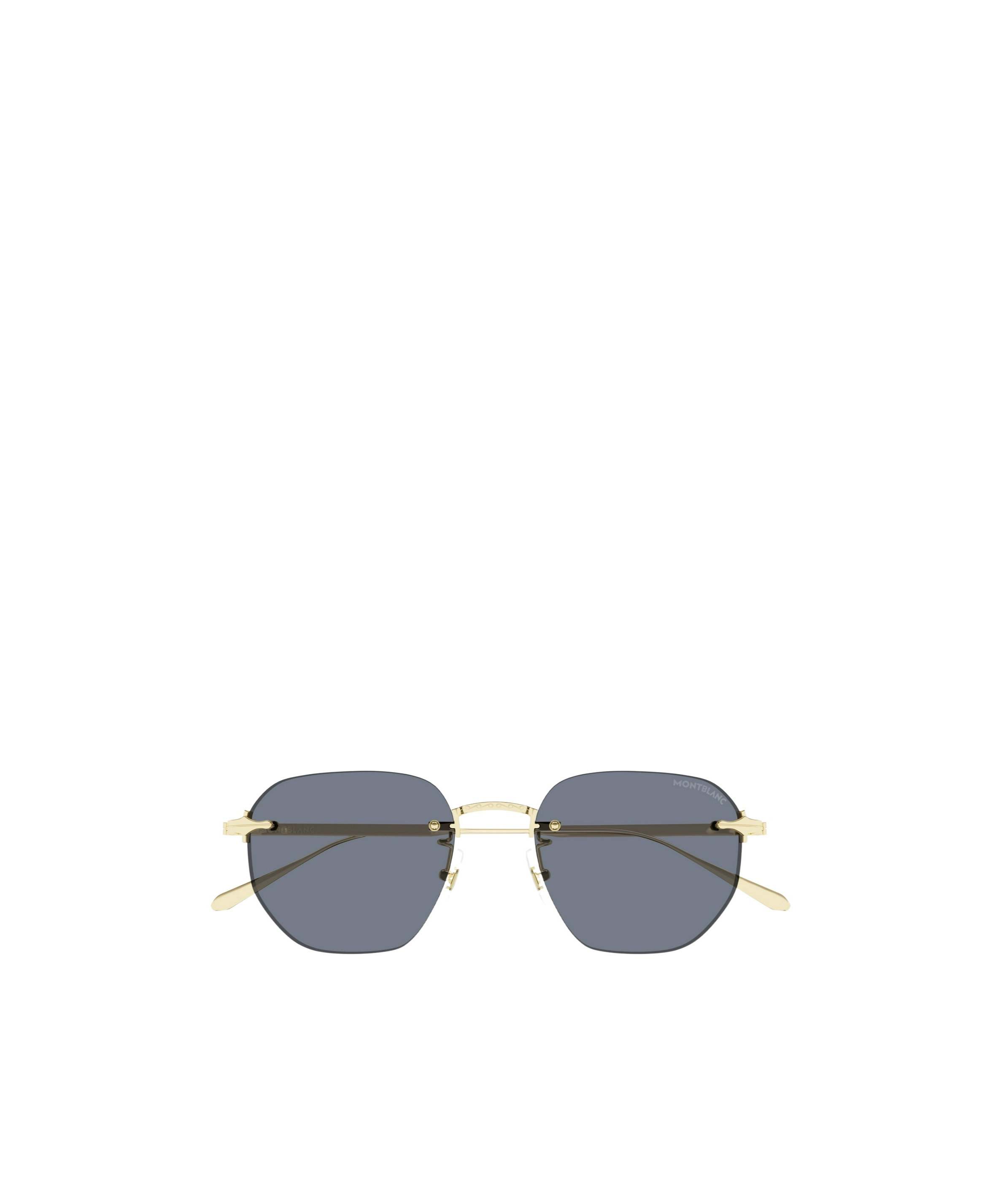 Montblanc Gold-gold-grey Metal Sunglasses In Gray