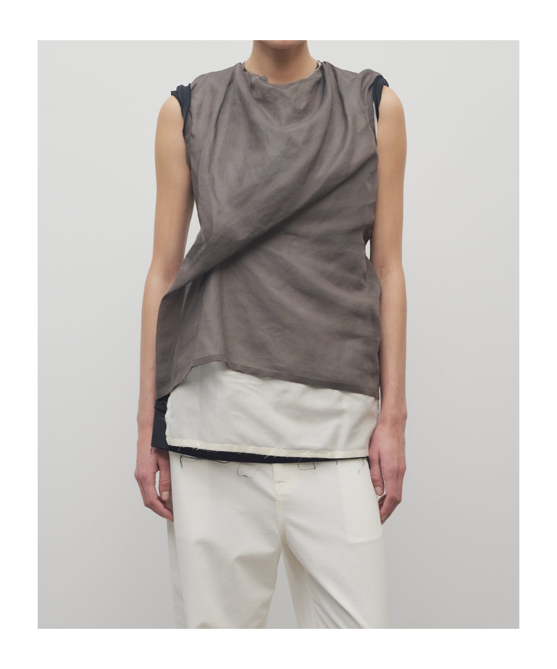 The Row Inawa Draped Layered Sleeveless Top In Brown