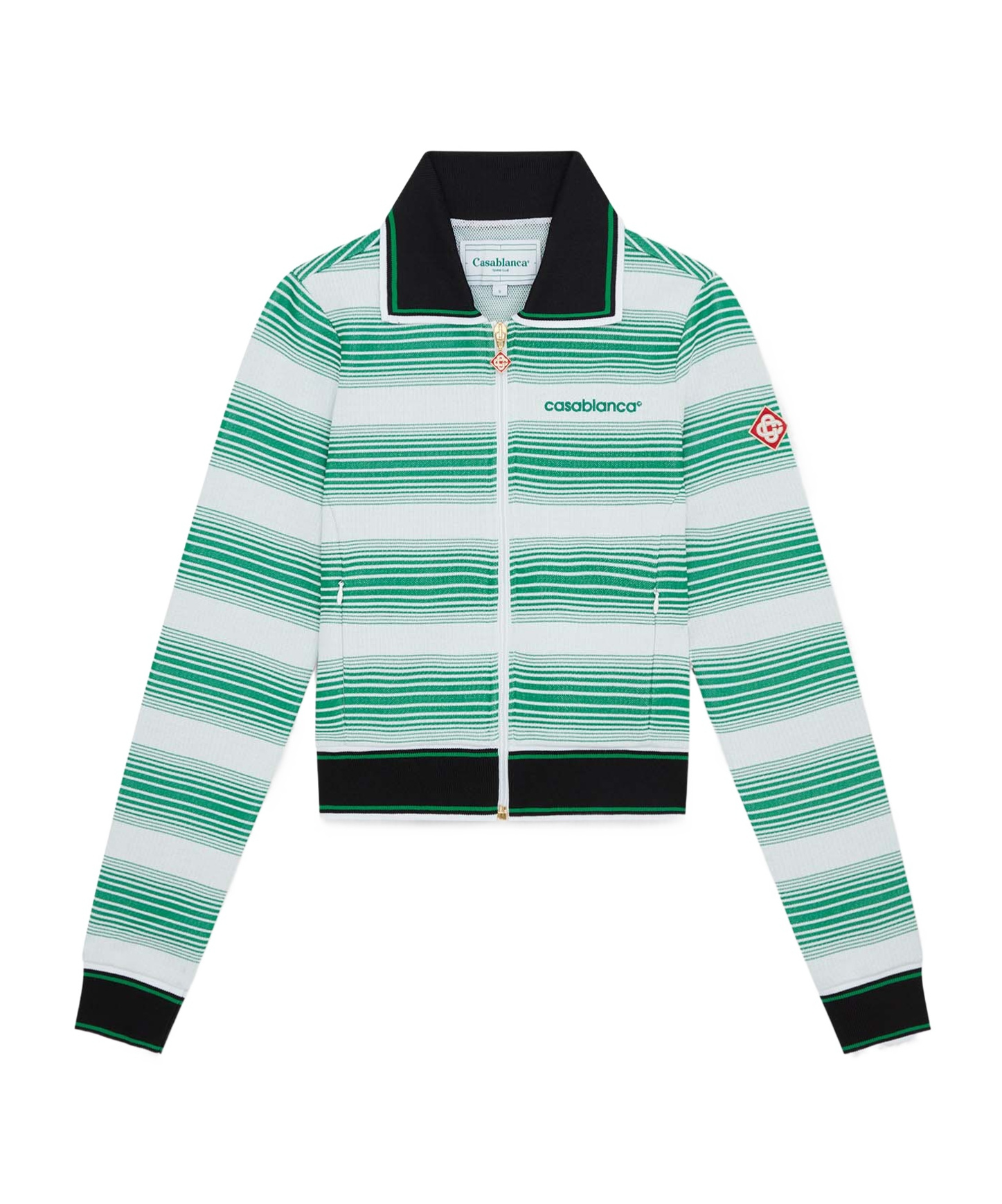 Casablanca Stripe Track Jacket White/evergreen In Green