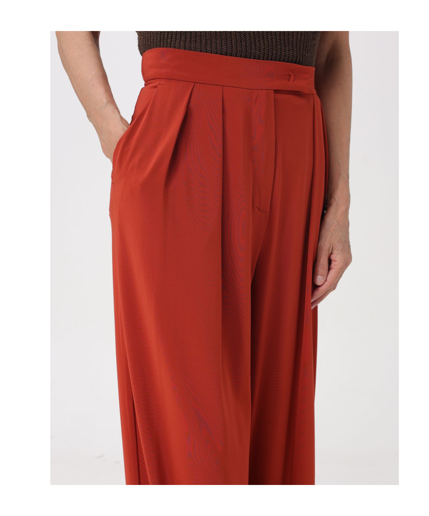Max Mara Plain Knit Crepe Trousers In Red