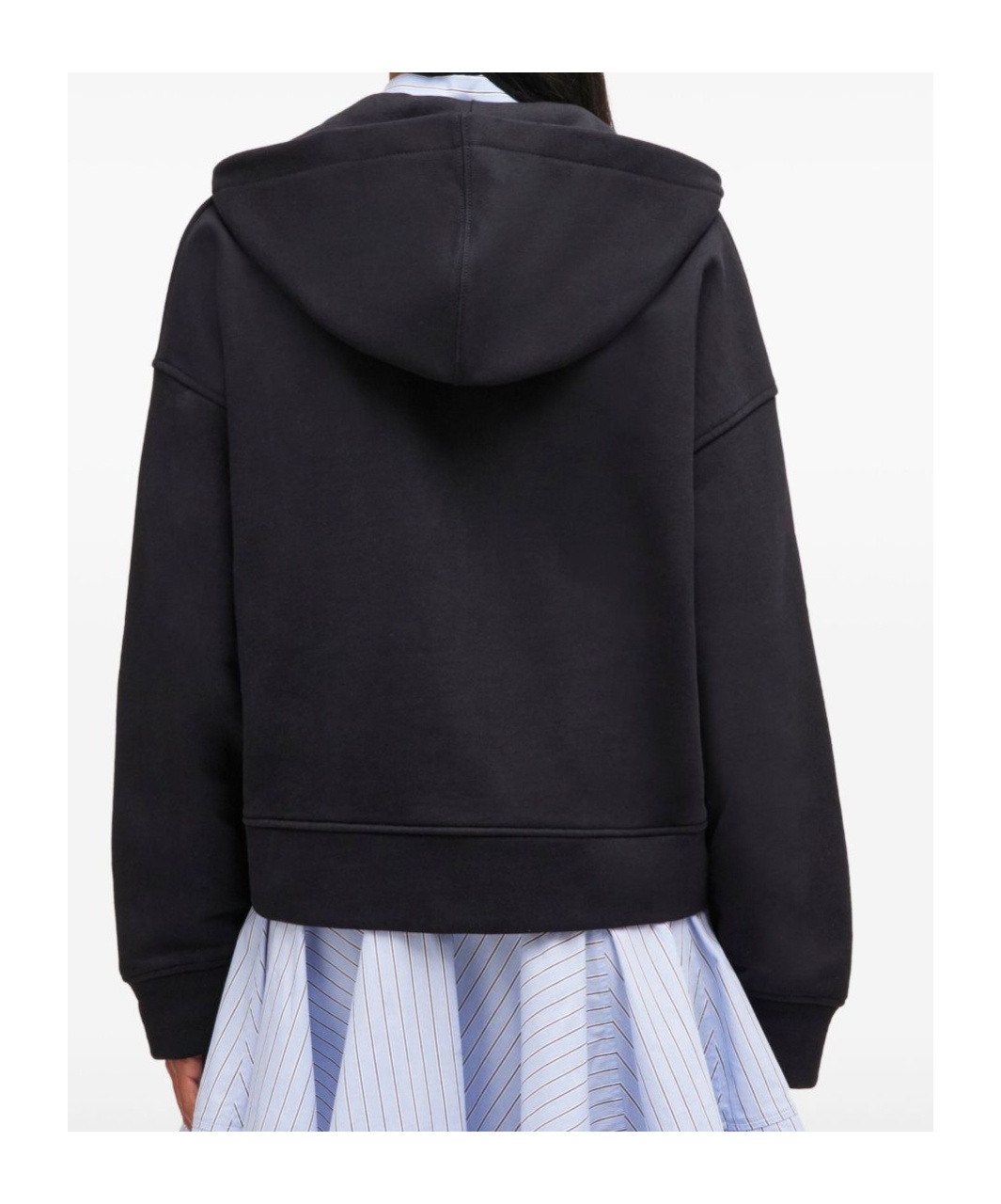 Ganni Hooded Long Sleeve Organic Cotton Sweatshirt In Black