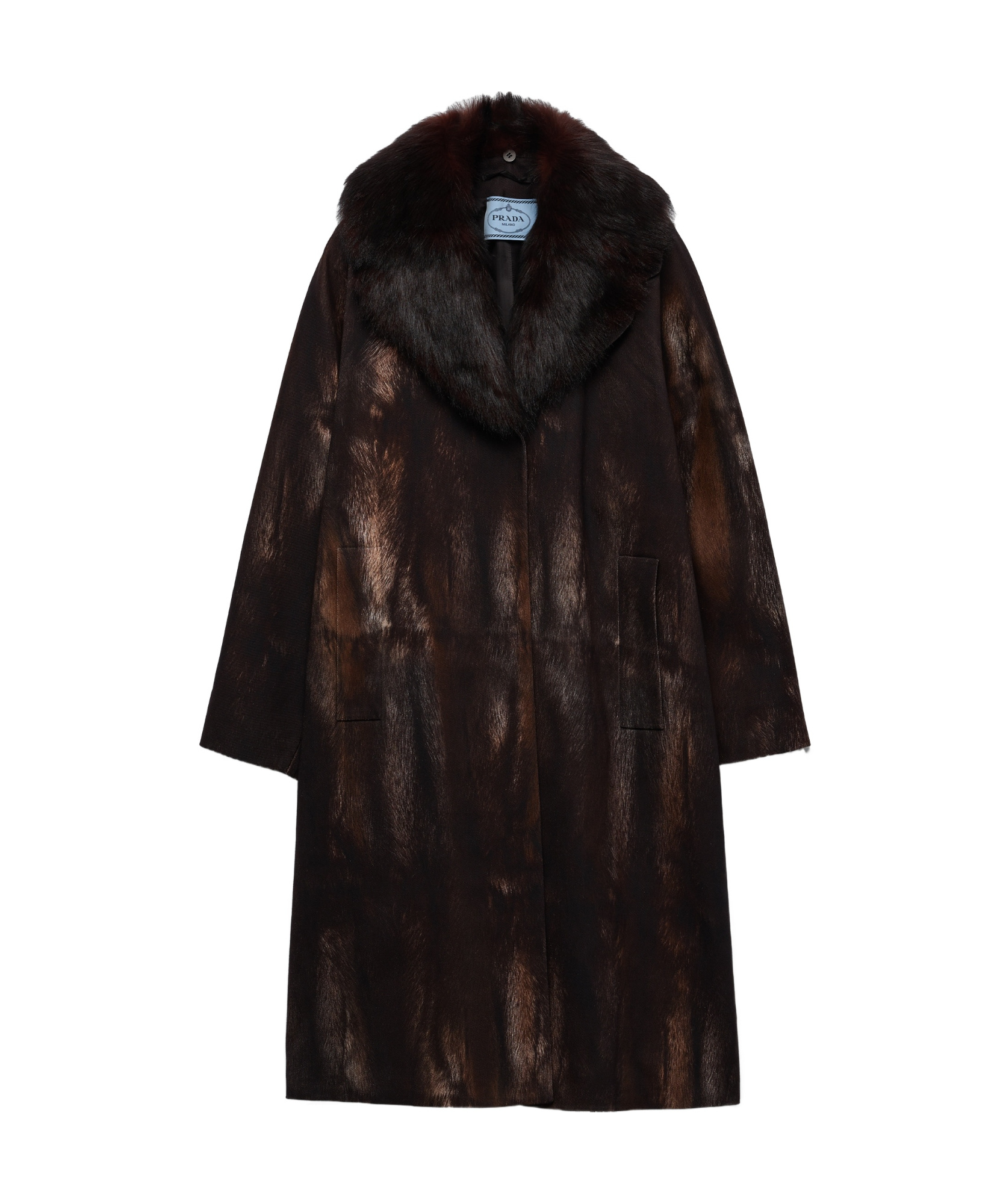 Prada Single-breasted Printed Drill Coat In Cocoa Brown