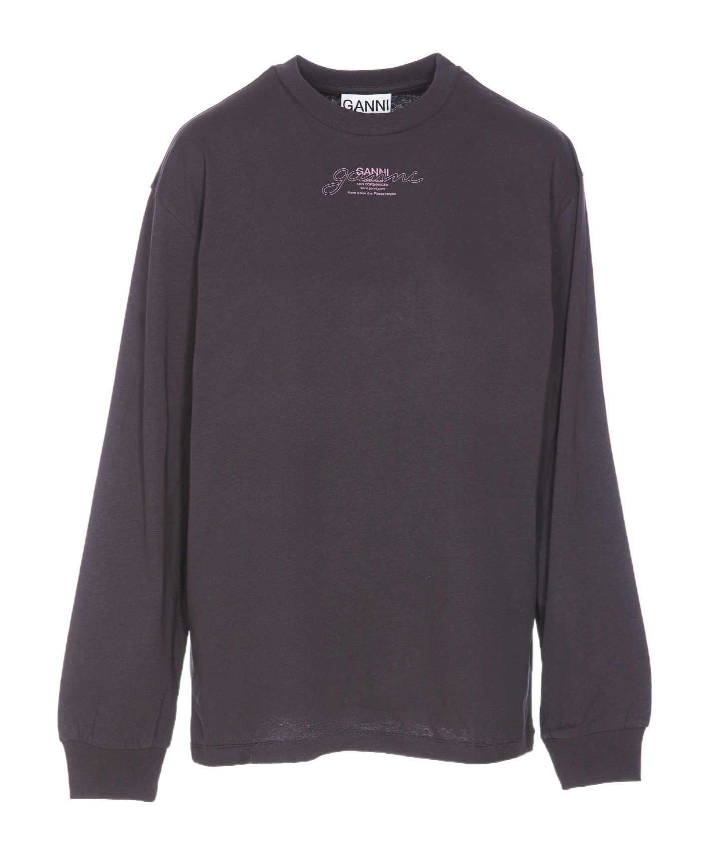 Ganni Future Heavy Jersey Long Sleeve T-shirt In Black