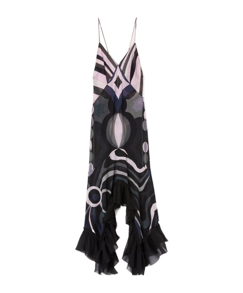 Pucci Iride Print V-neck Dress In Black