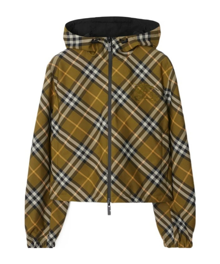 Burberry Zip Up Jacket With Hood In Brown