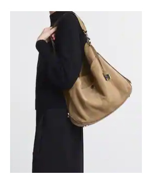 Hogan Shoulder Bag Suede Front Pocket In Sand