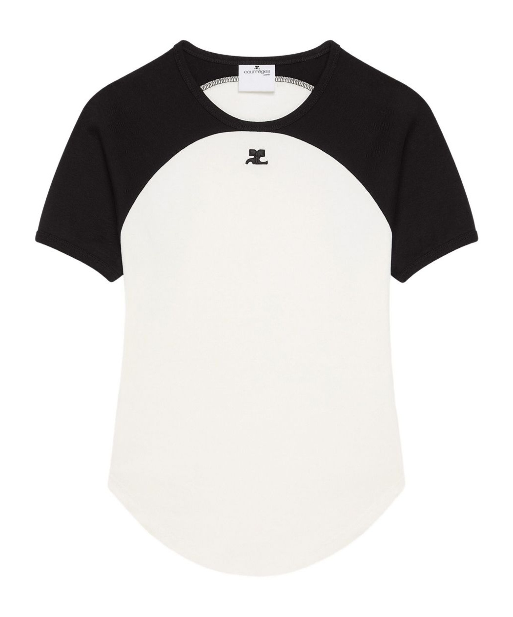 Courrèges Circle Contrast Cotton Jersey T-shirt In White