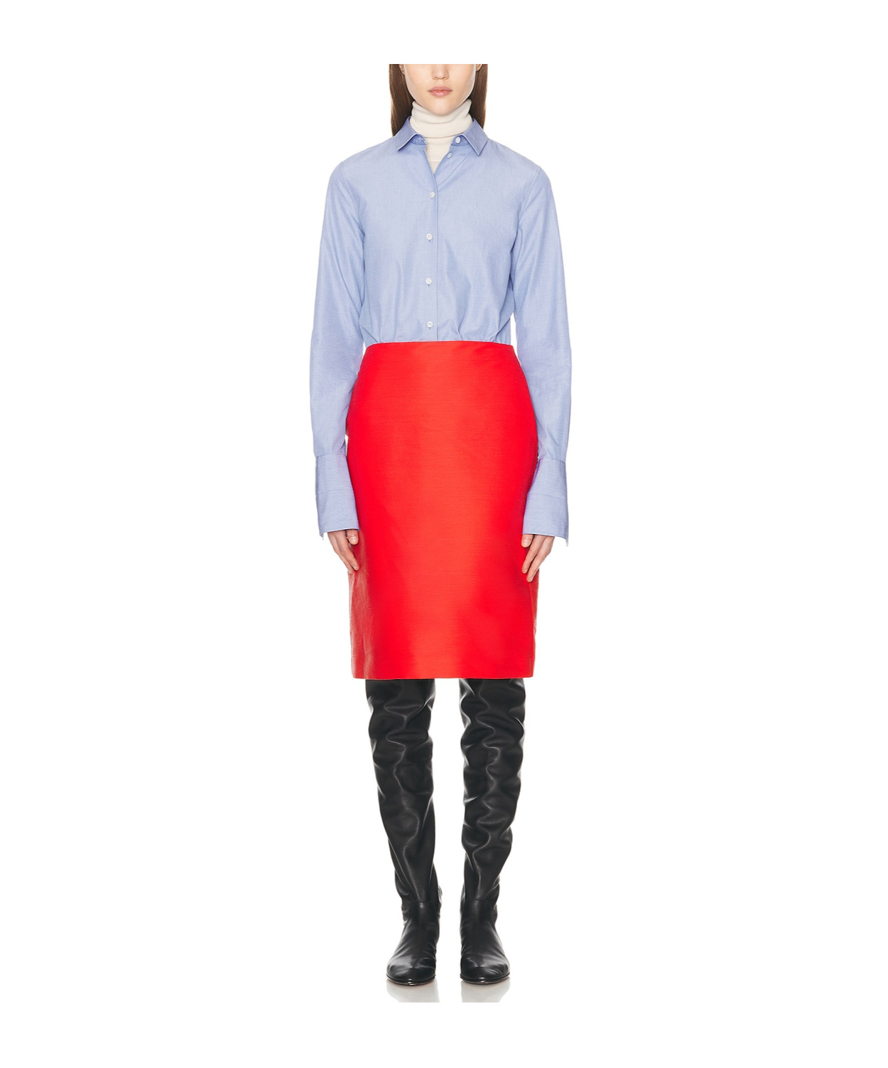 The Row Wool Blend Corinna Skirt High-waisted Knee-length In Red