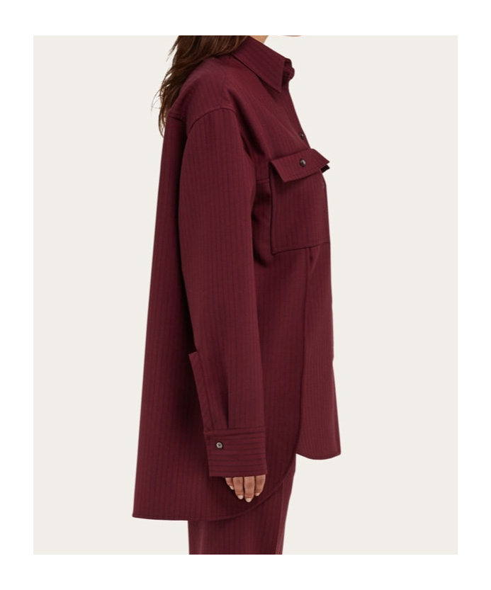 Ferragamo Striped Loose Shirt In Red