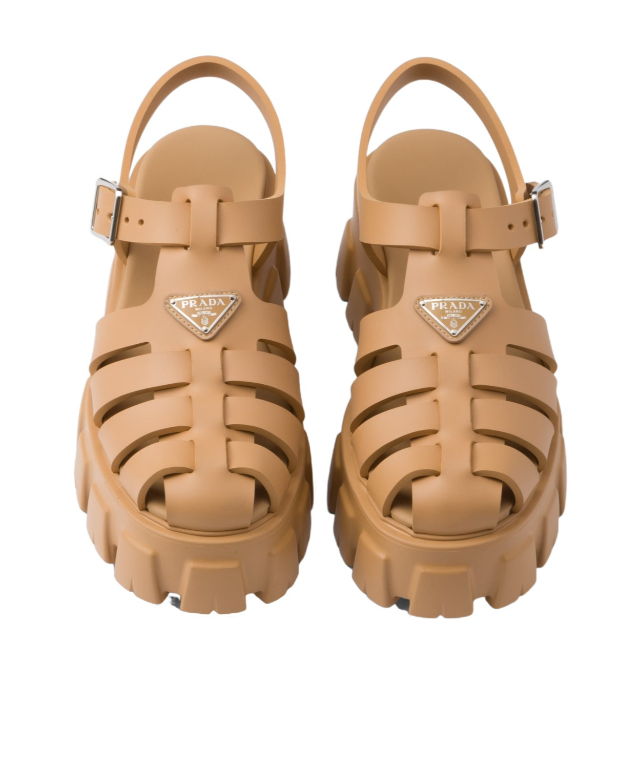 Prada Chunky Platform Sandals With Interwoven Straps In Brown