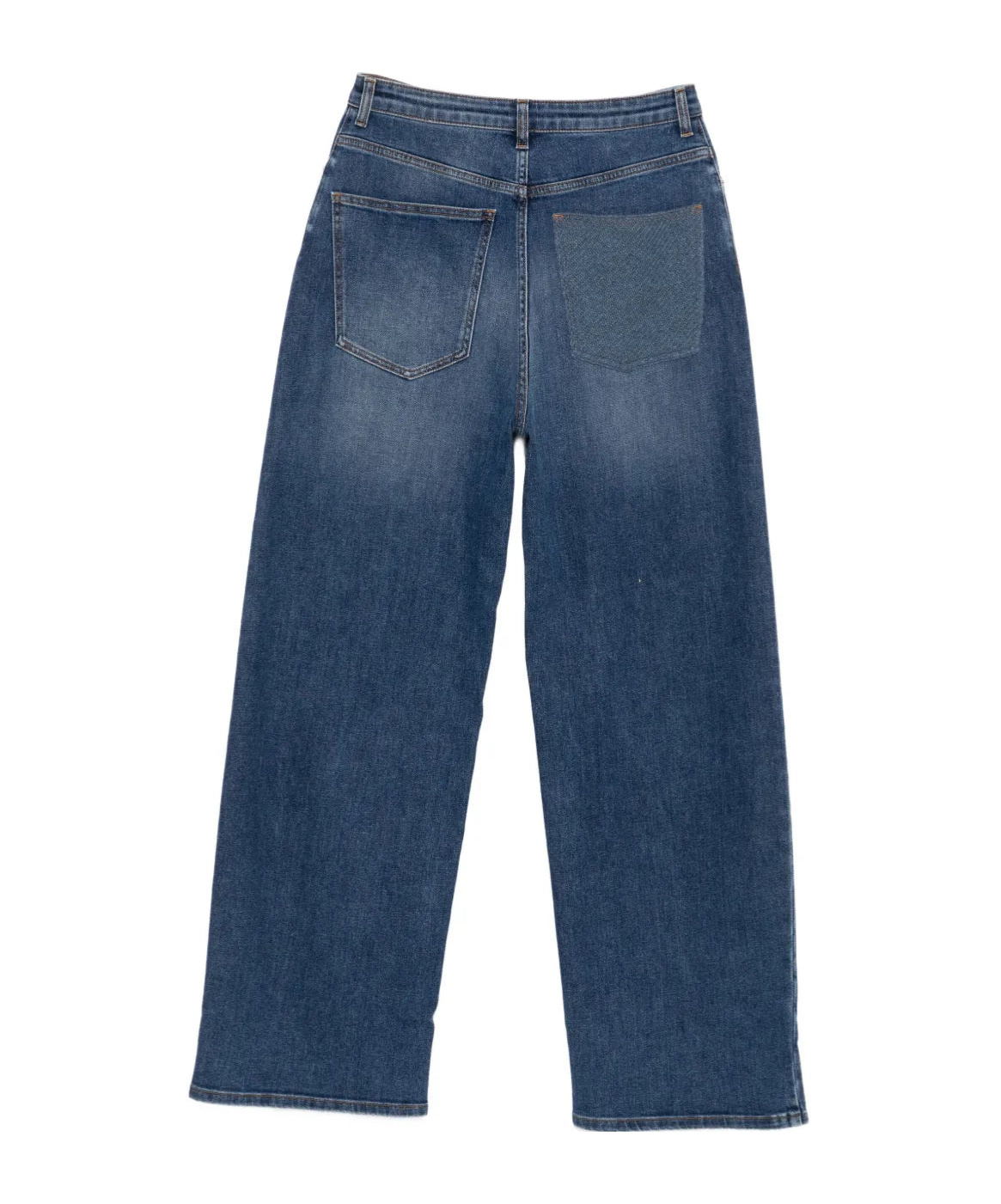 Fabiana Filippi Classic Blue Wide-leg Jeans With Traditional Design Elements In Blue