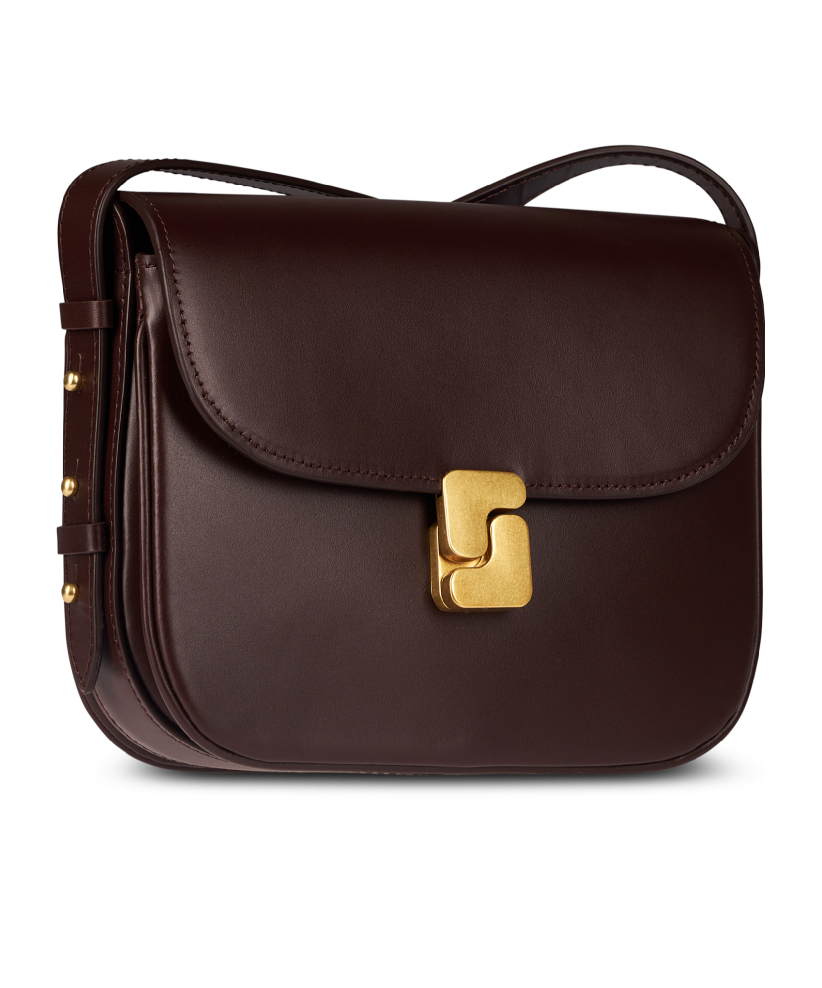 Soeur Structured Brown Mini Shoulder Bag In Black