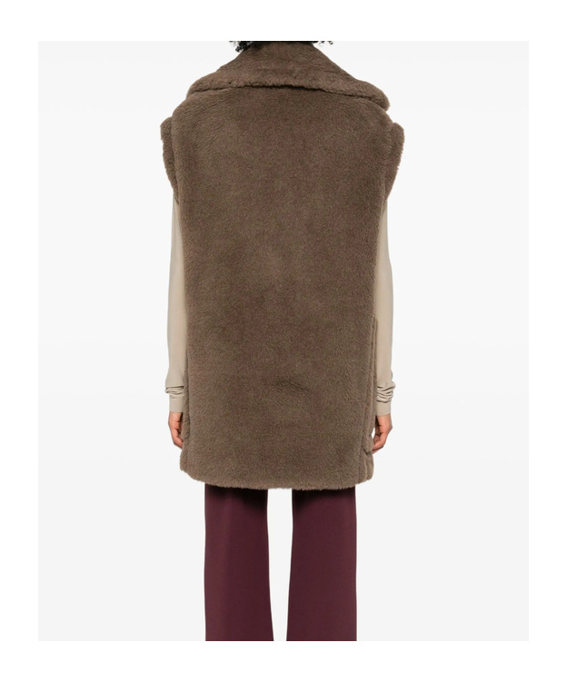 Max Mara Oversized Sleeveless Faux Fur Vest In Brown