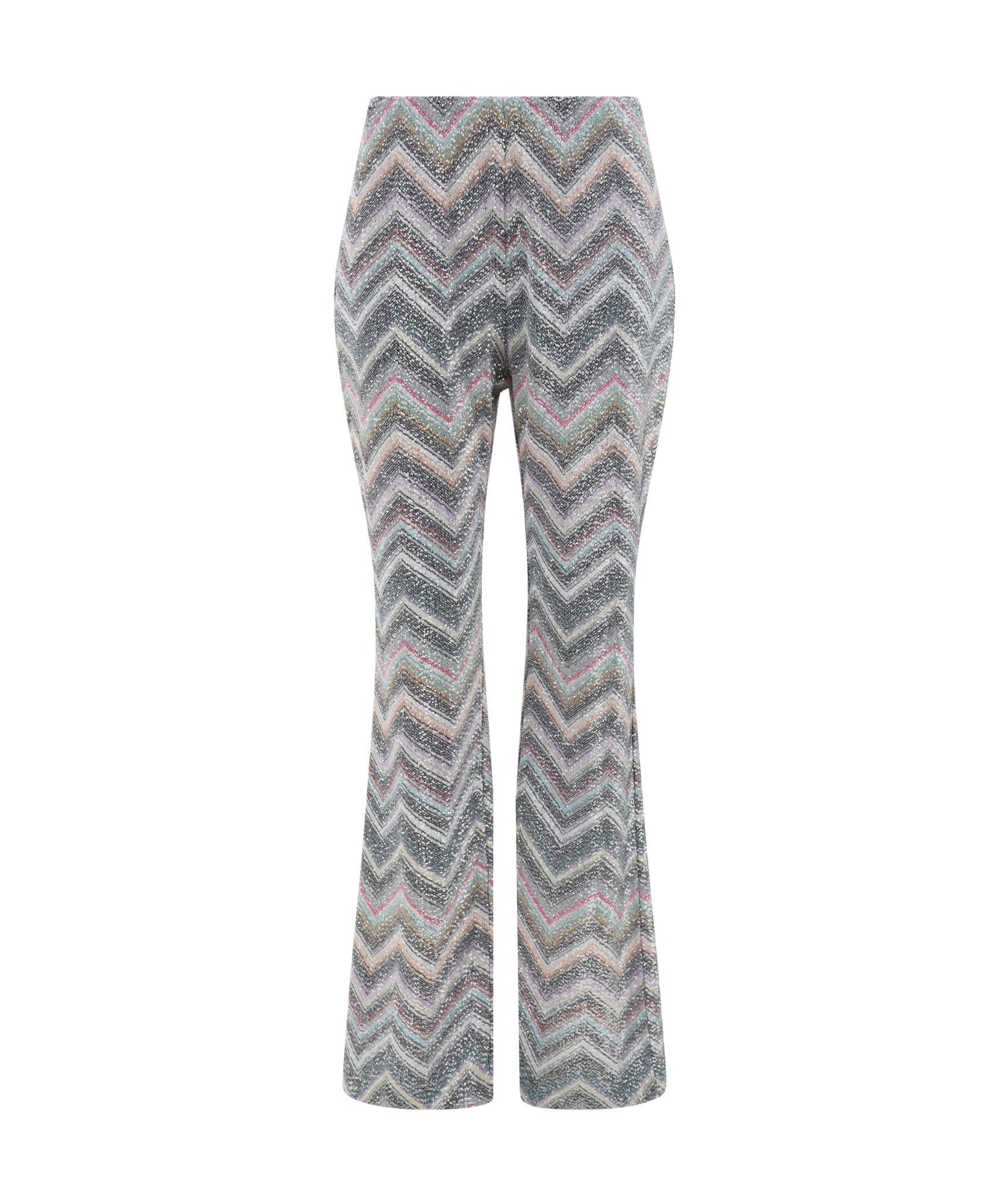 Missoni Sequined Metallic Crochet-knit Flared Pants In Gray