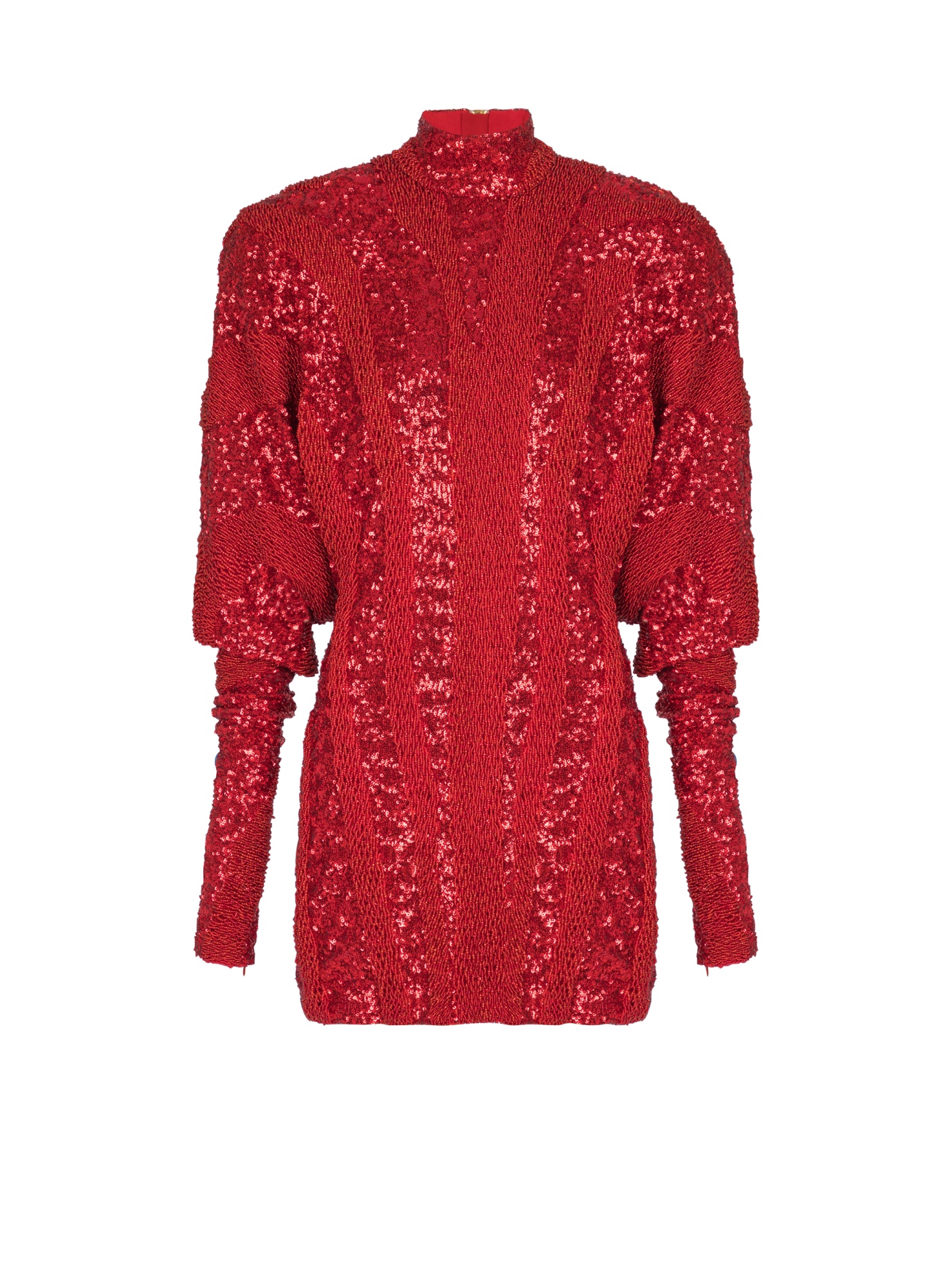 Balmain Short Zebra Sequin Dress In Red