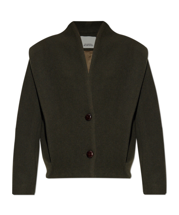 Isabel Marant Long Sleeve Short Coat In Green