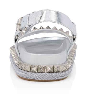 Christian Louboutin Womens Silver Pyrabizz Flat Leather Sandals Eur 40 / 7 Uk In Silver