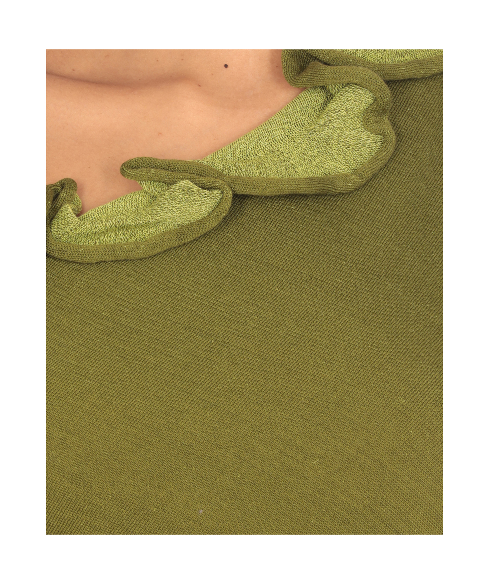 Dries Van Noten Ruffle Detailed Knitted Top In Green