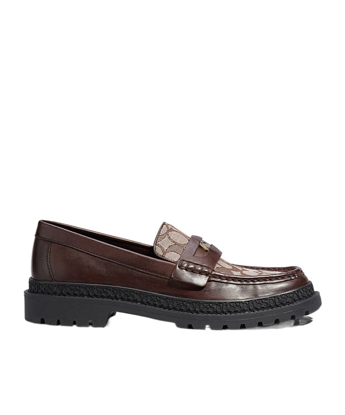 Coach Monogram Jacquard Loafers In Black