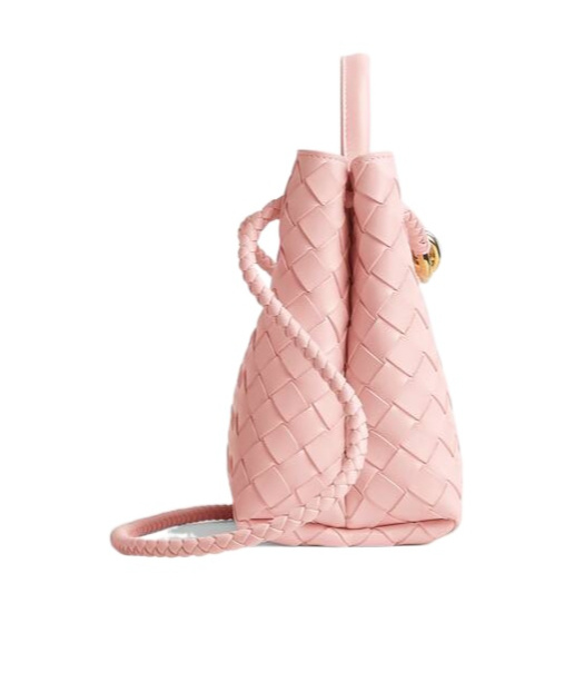 Bottega Veneta Small Andiamo Intrecciato Shoulder Bag In Rosy