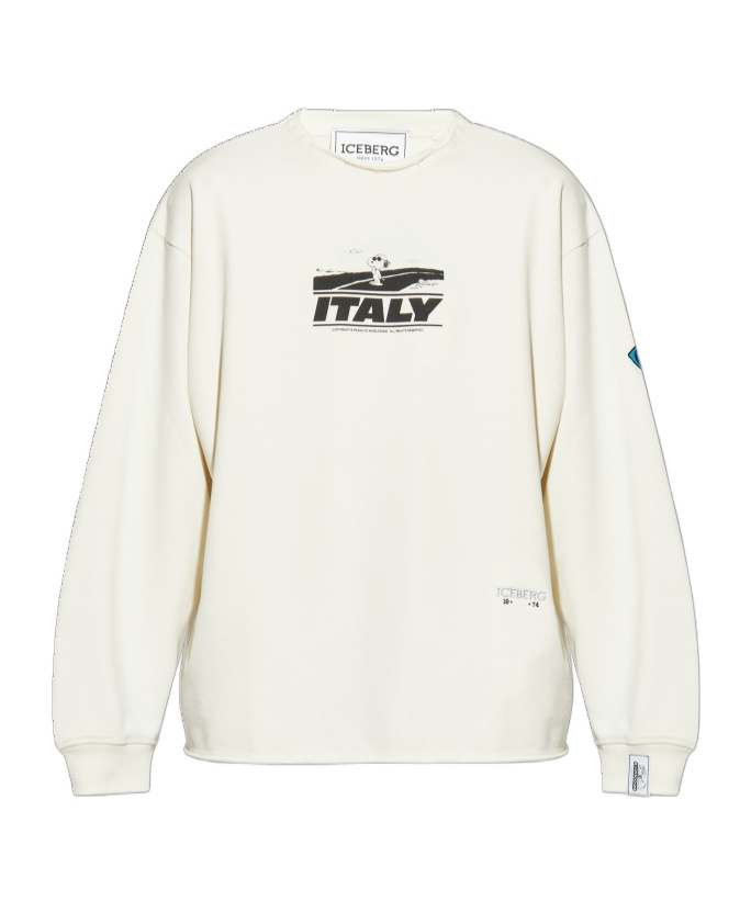 Iceberg Crew Neck Printed Sweatshirt In Neutral