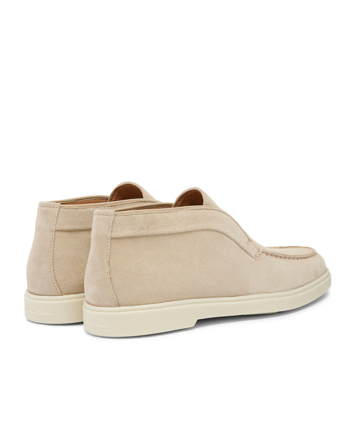 Santoni Chalk Suede Ankle Boots In Nude