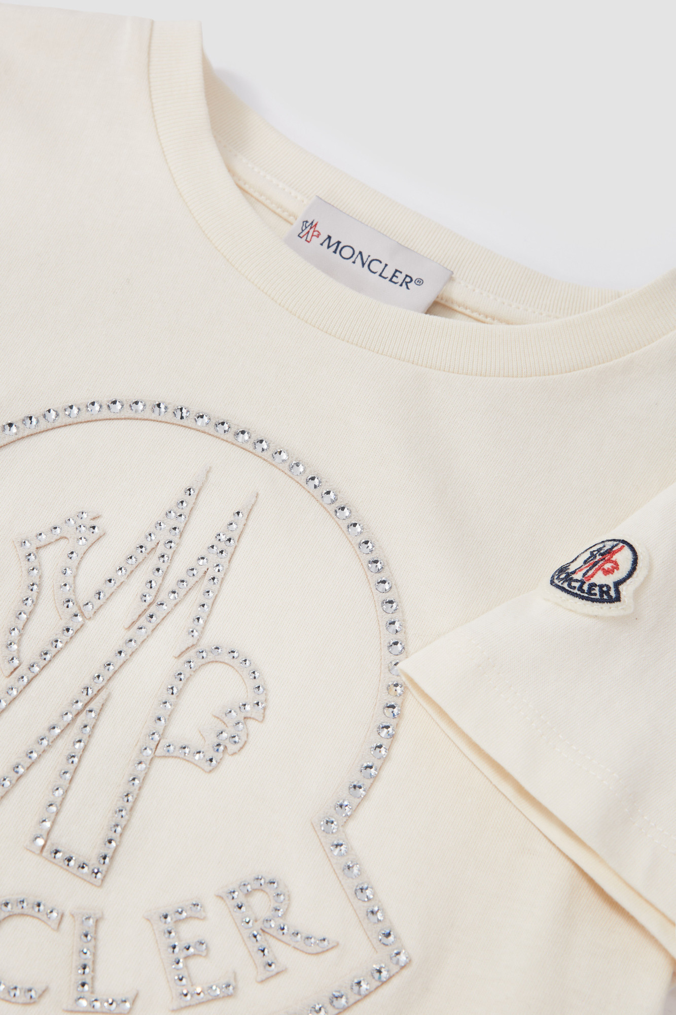 Moncler Girl's Embellished Bell Logo T-shirt In Nude