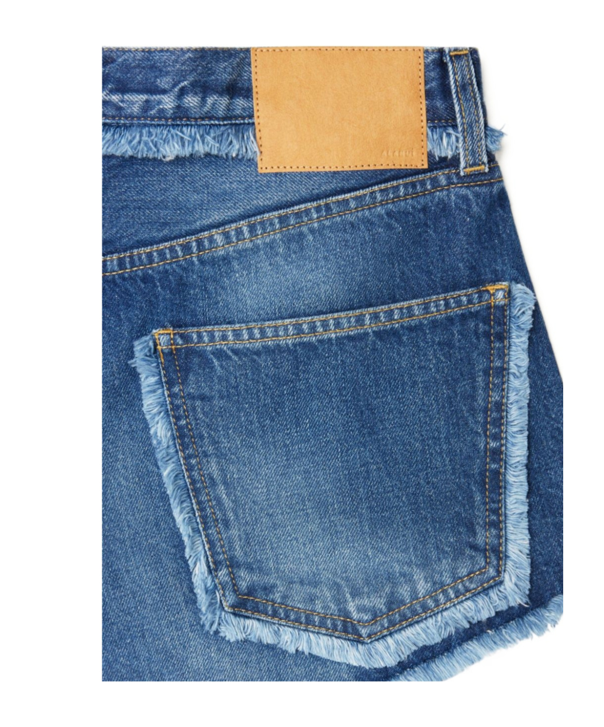 Alanui Fringed Cotton-denim Shorts In Blue