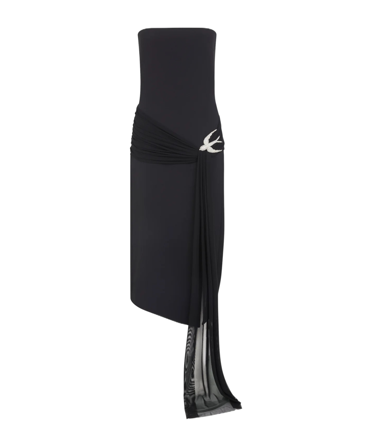 David Koma Sleeveless Midi Dress With Crystal Hummingbird