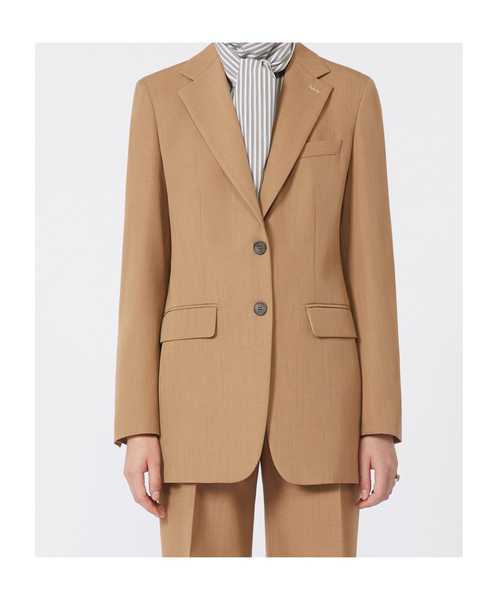 Max Mara Single Breasted Grain De Poudre Wool Blazer In Neutral