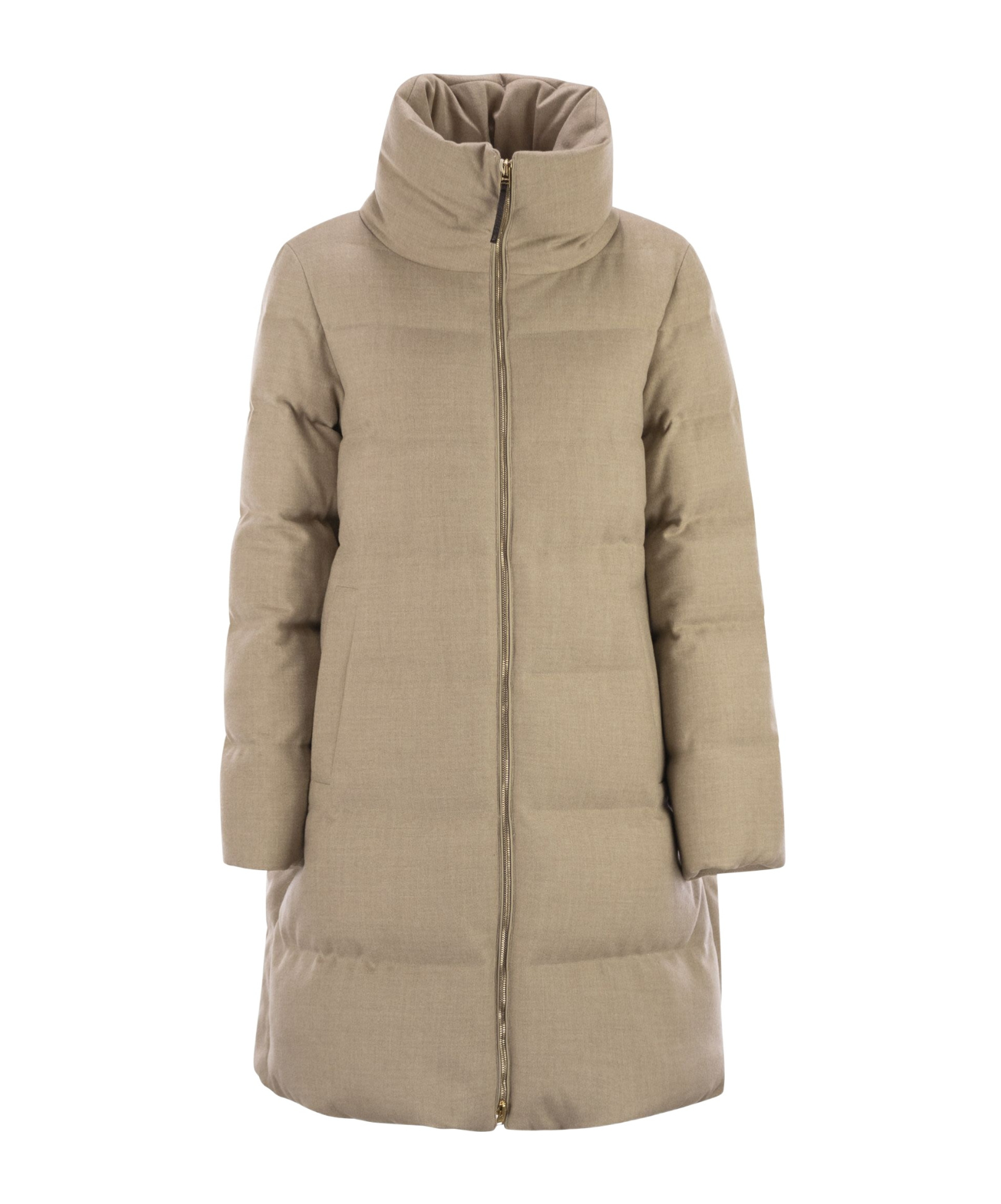 Herno Women Wool Jacket With High Collar In Brown
