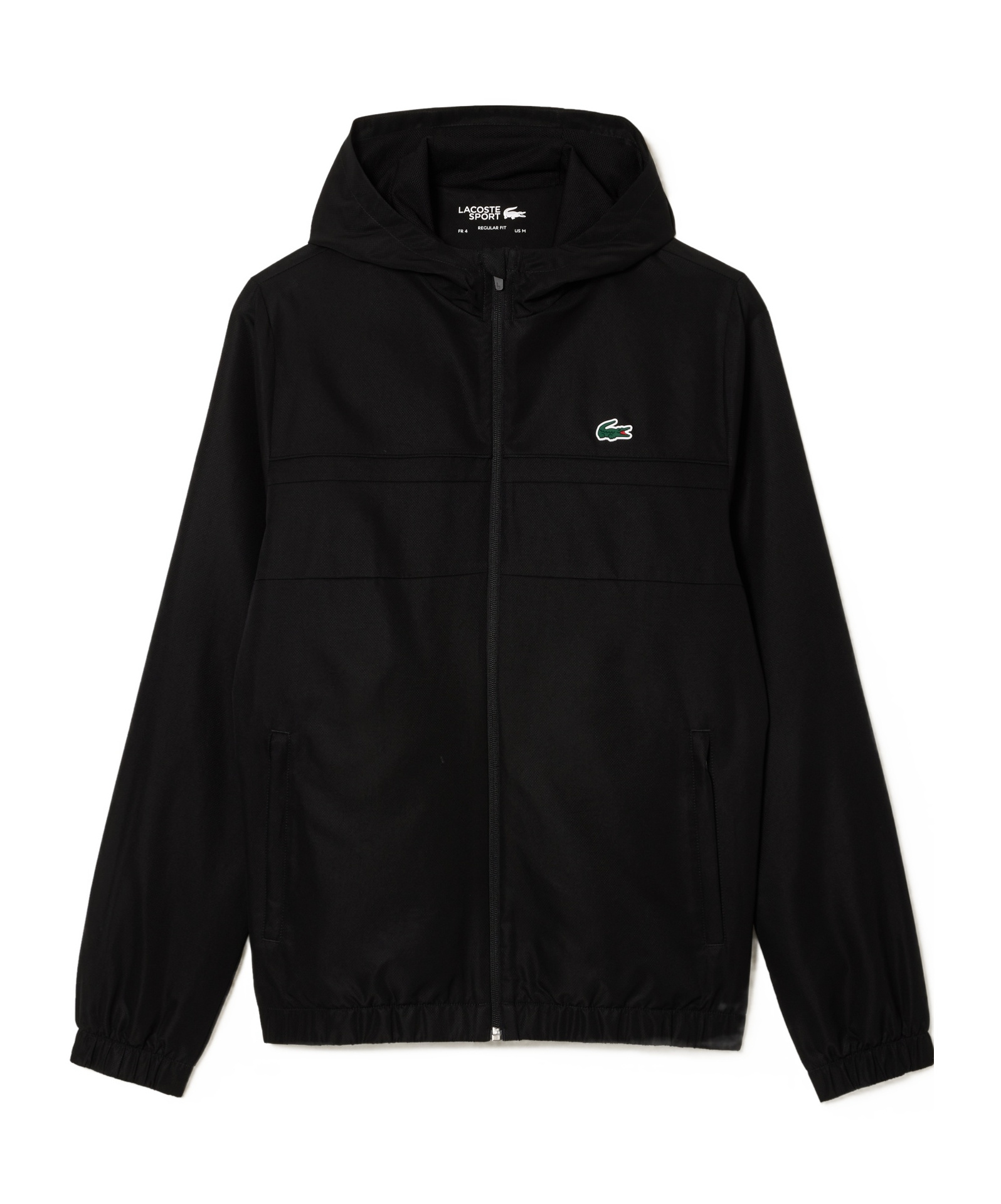 Lacoste Hooded Jacket Elastic Cuffs In Black