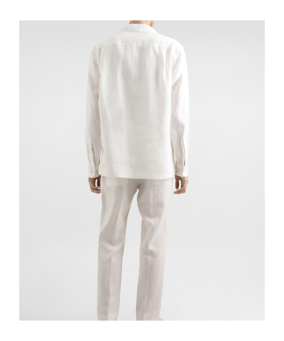 Dolce & Gabbana Linen Canvas Bowling Shirt In White