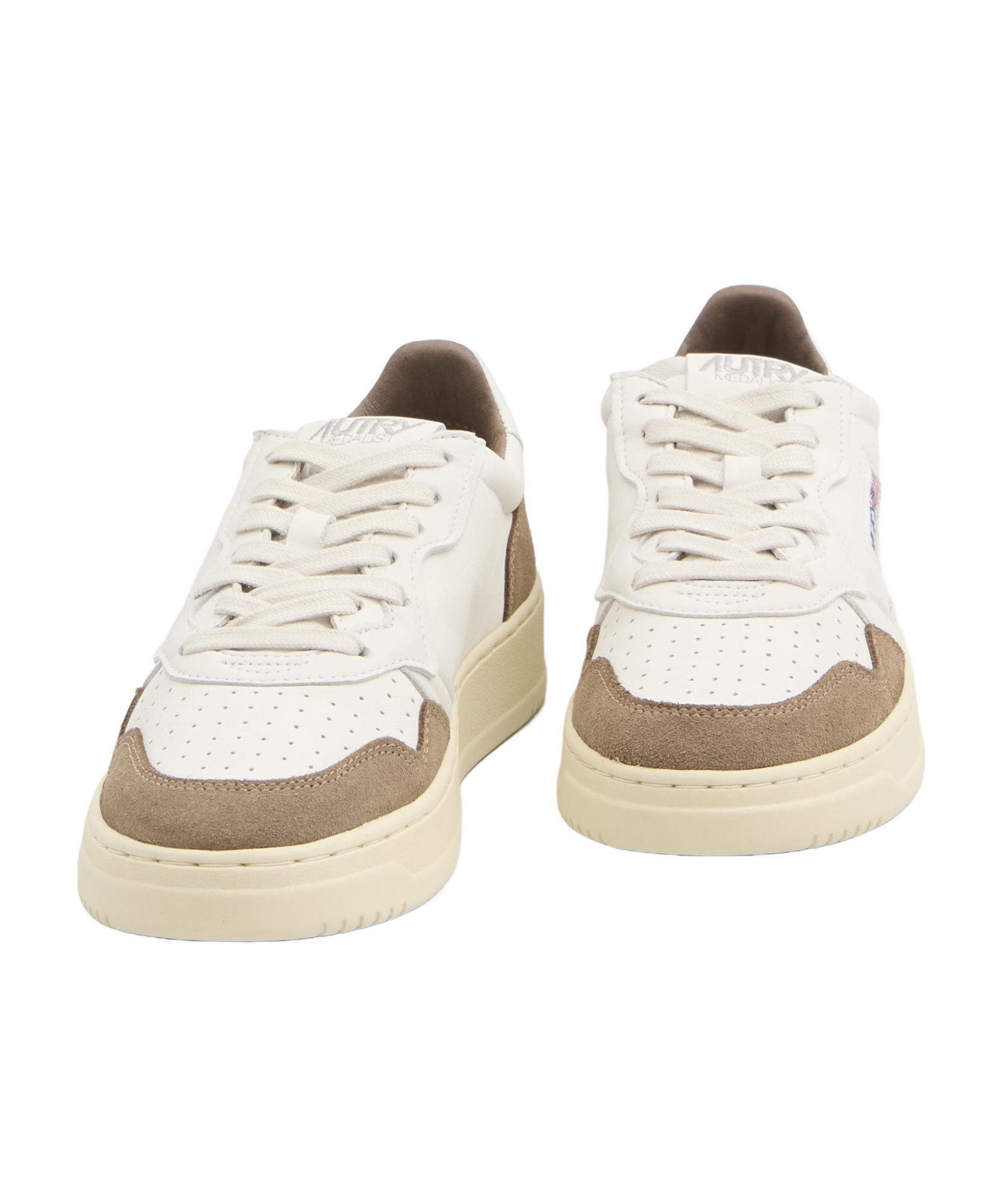 Autry Low Sneaker With Contrast Panels And Perforated Detailing In White