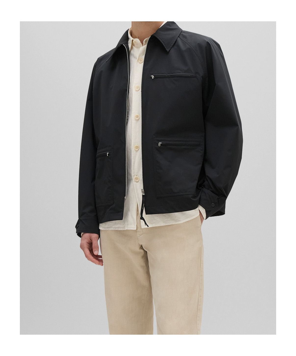 Aspesi Taharu Technical Fabric Twill Jacket In Black