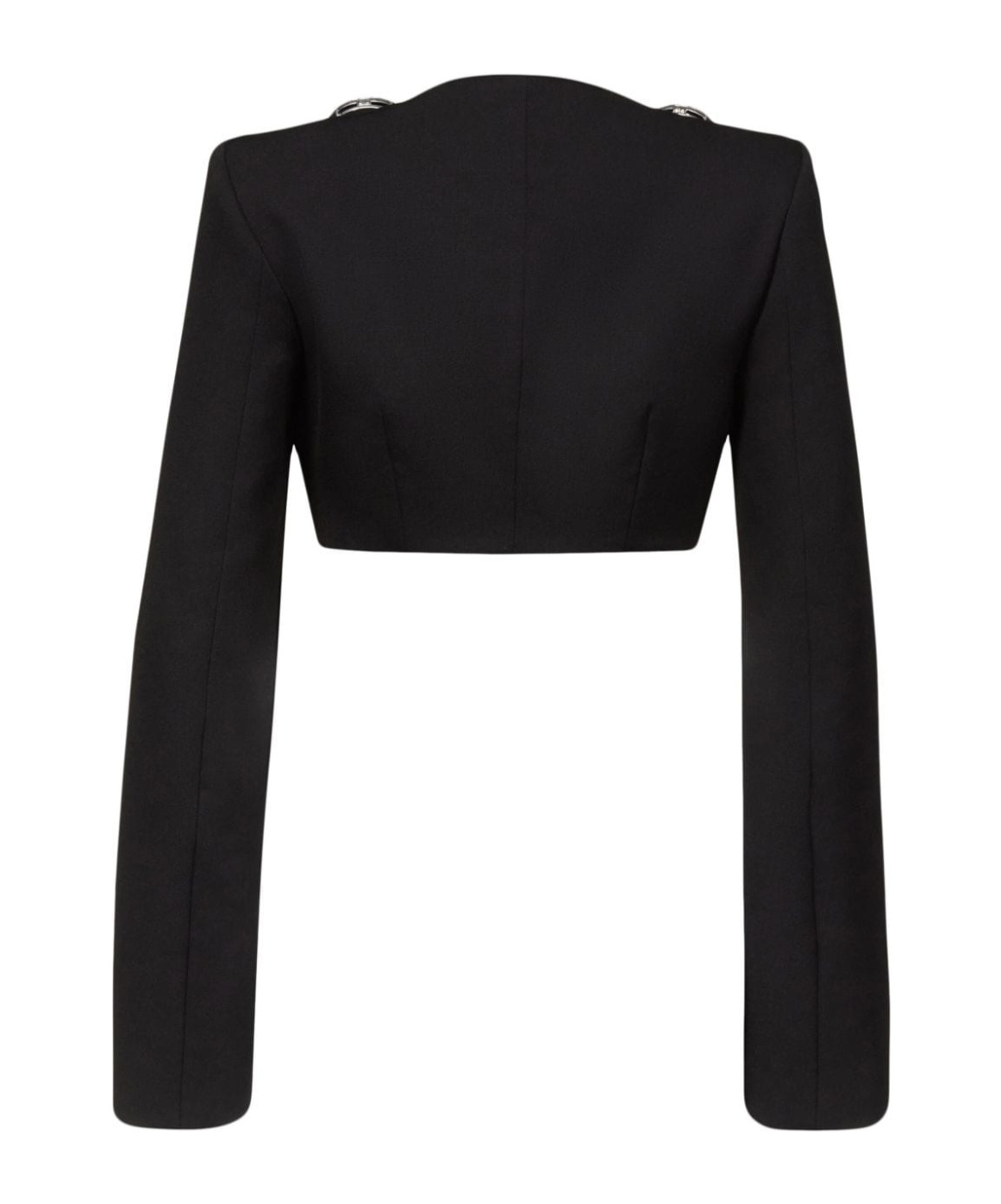 Shop Area Crystal-embellished Cropped Wool Jacket In Black