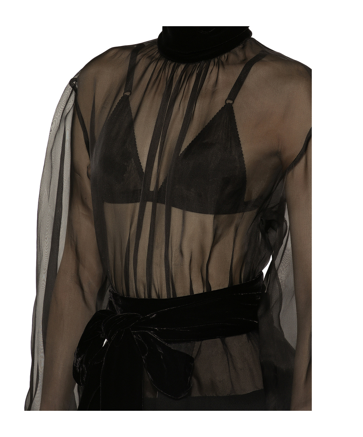 Dolce & Gabbana High Collar Long Sleeve Dress In Black