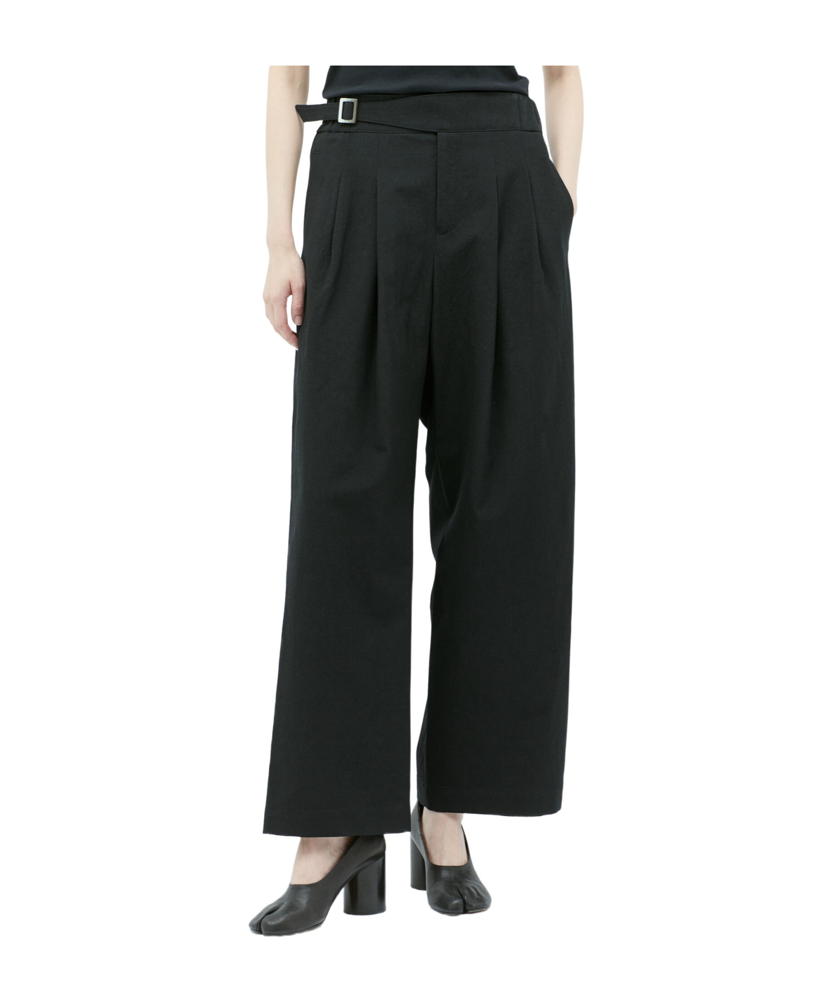 Shop Issey Miyake Buckle Casual Pants In Black