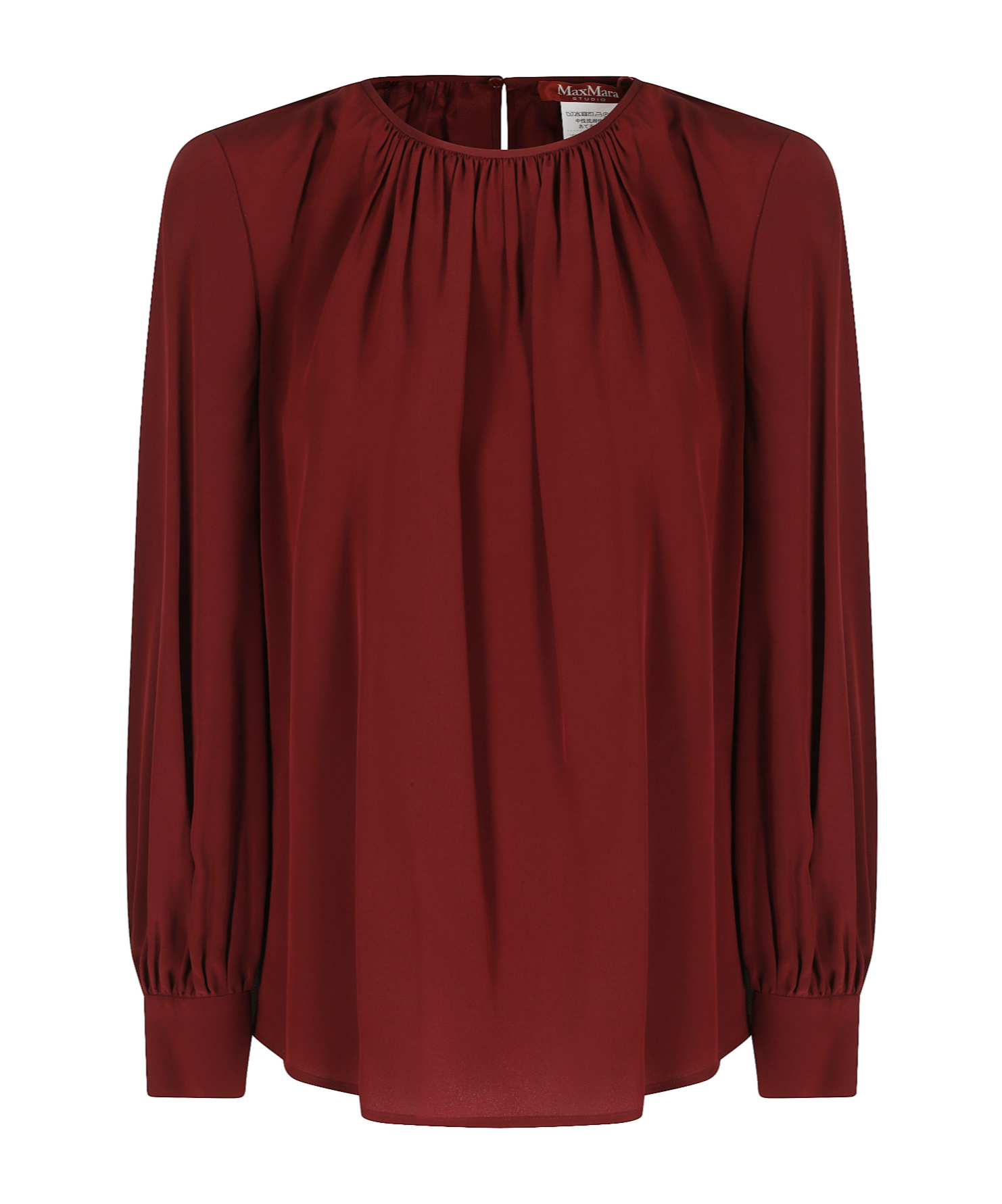 Max Mara Studio Vasto Ruched Detailed Blouse In Brown