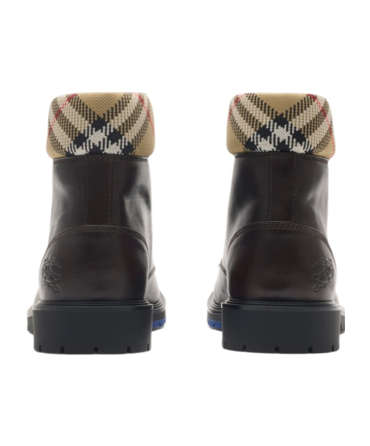 Burberry Leather Rogue Combat Boots In Brown