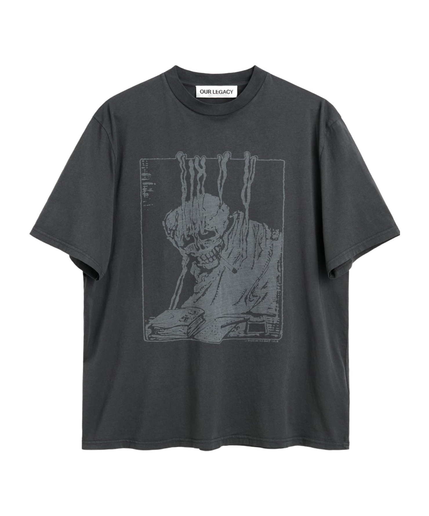 Our Legacy Men S Box T-shirt Angry Fan Mail Print In Gray