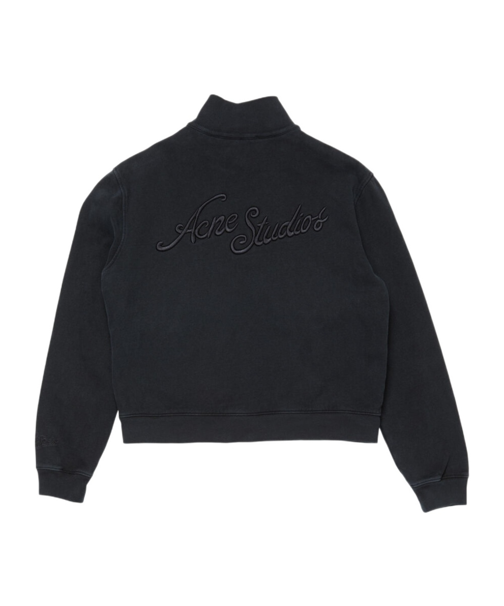 Acne Studios Mock-neck Zip-up Sweatshirt In Black
