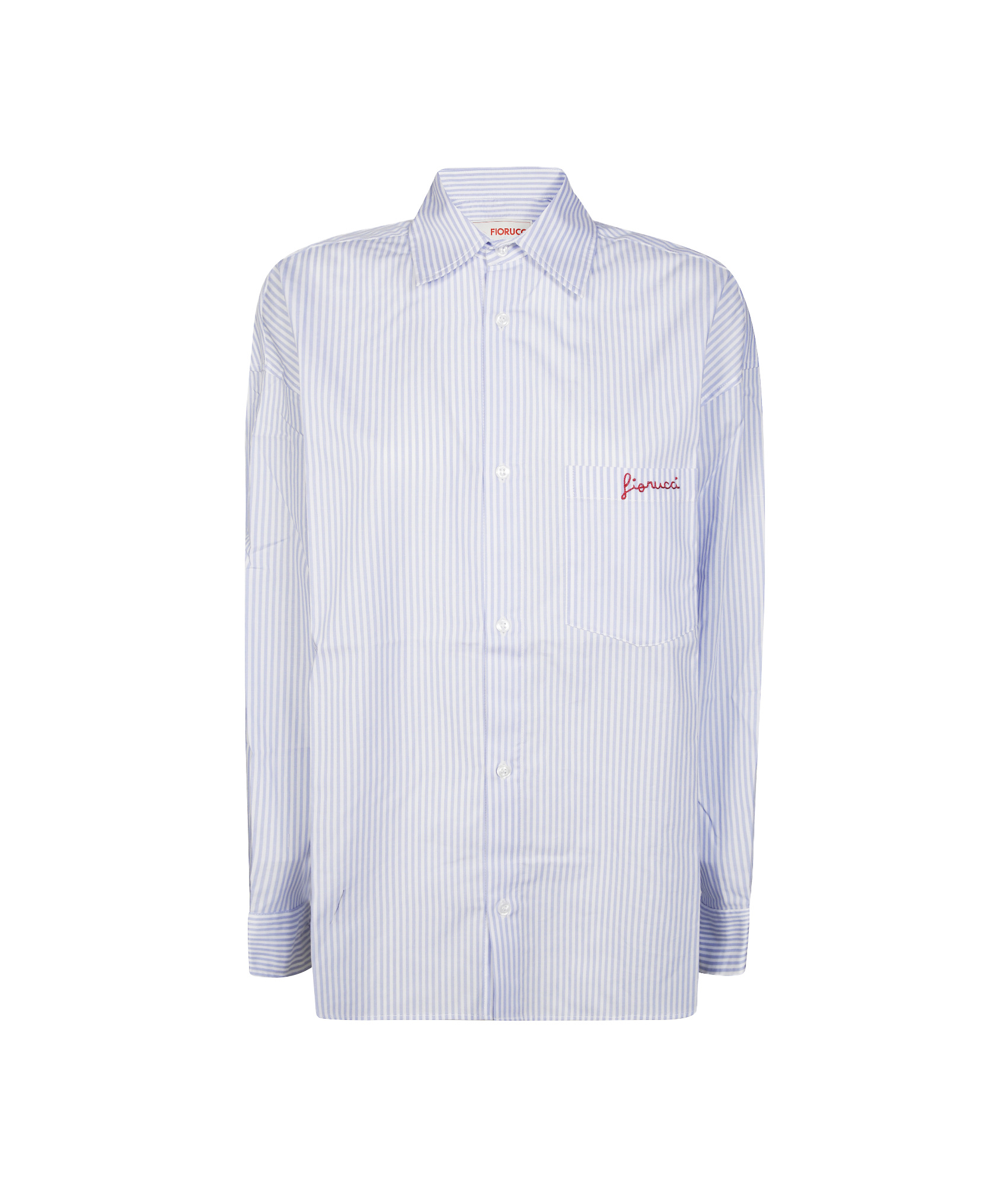Fiorucci Striped Logo-embroidered Shirt In Blue