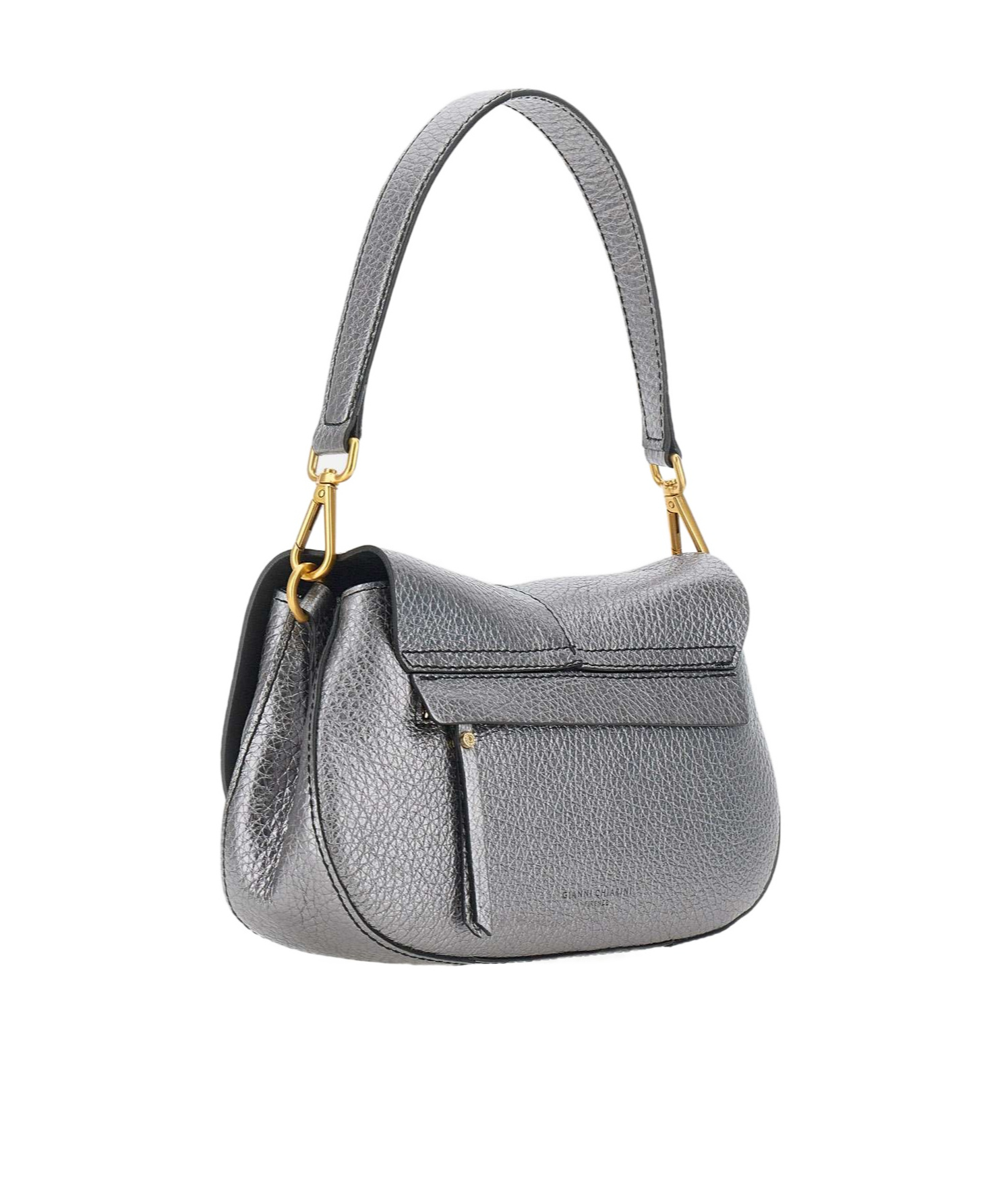 Gianni Chiarini Helena Round Foldover Top Shoulder Bag In Gray