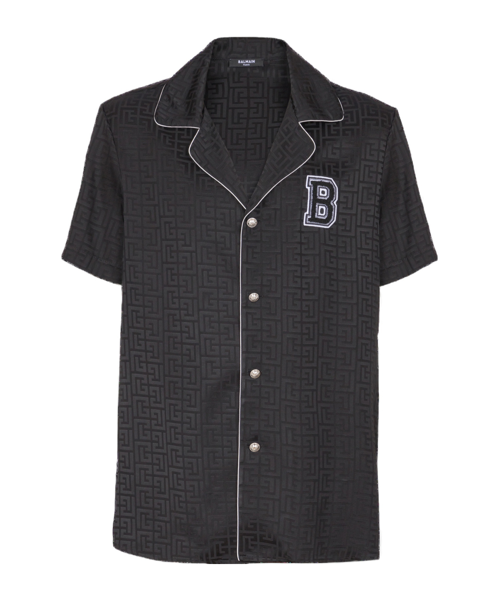 Balmain Varsity Style Shirt Featuring Contrast Piping In Blue