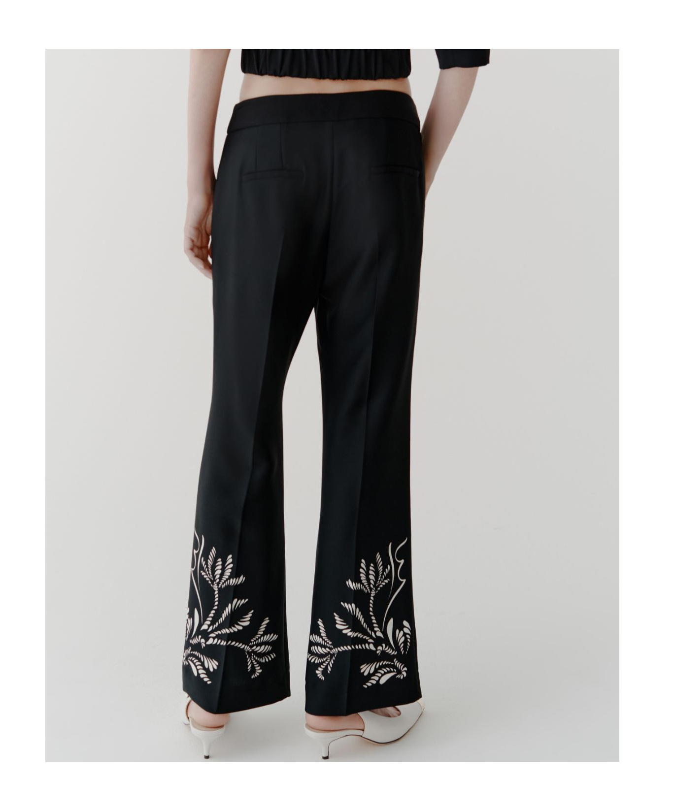 Shop Marella Flared Recycled Satin Trousers In Black