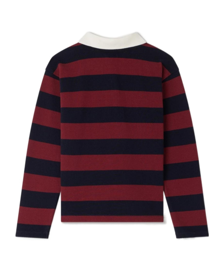 Bonpoint Gad Striped Polo Shirt In Black