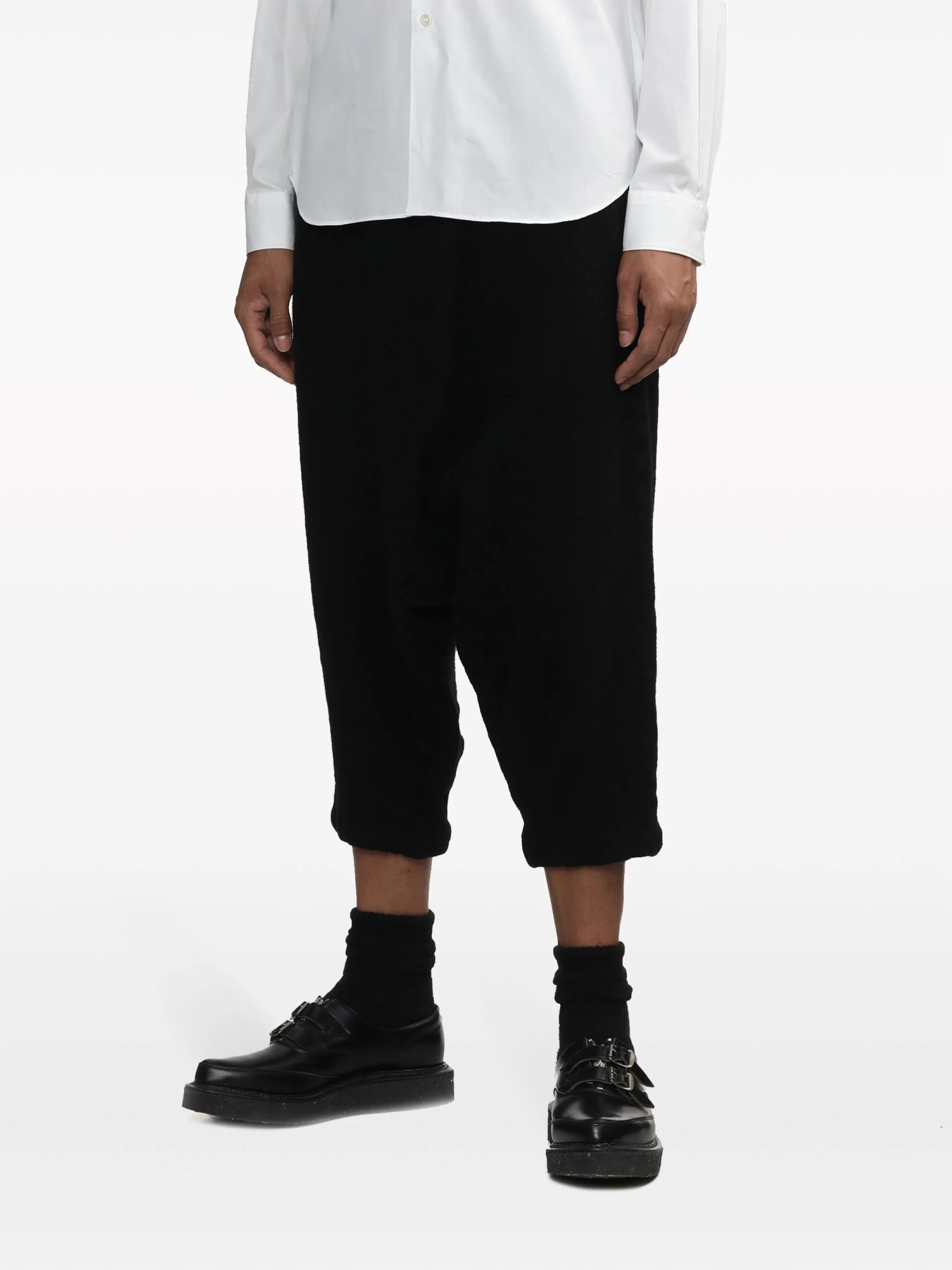 Comme Des Garçons Drop-crotch Cropped Trousers In Black