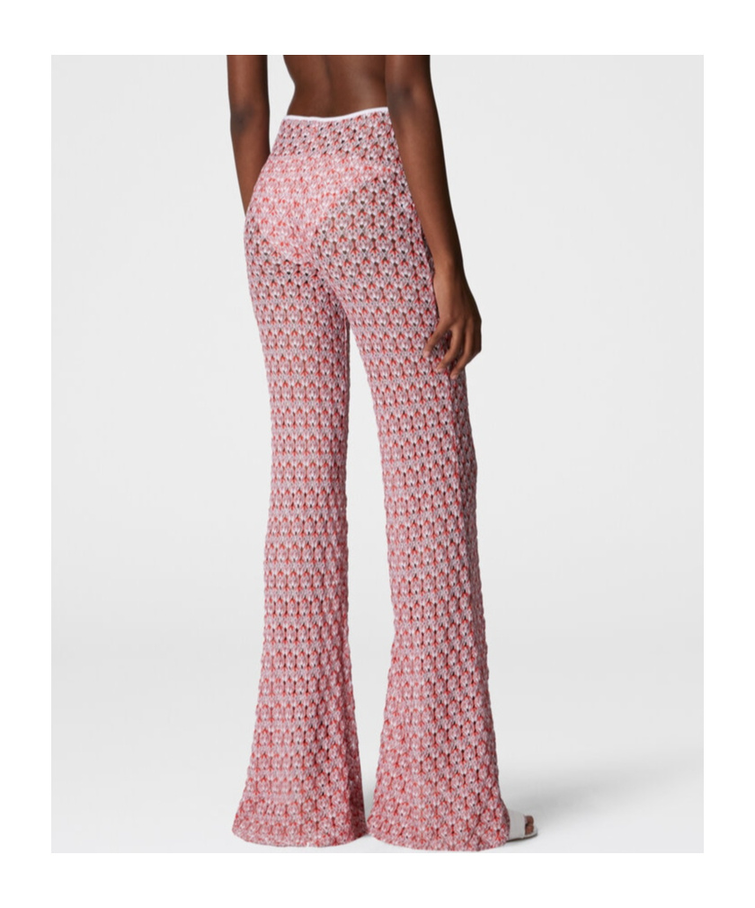 Shop Missoni Low-rise Lace Trousers In Red